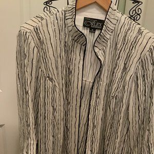 Alex Evenings Glitter Knit Black White Jacket 1X